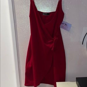 Red wrap dress